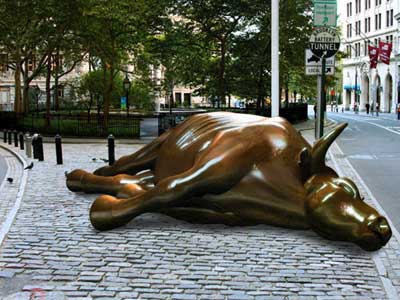 Courtesy of clusterstock, bull tipped over