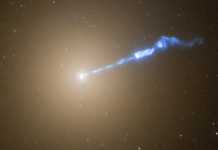 Astronomers watch 1st black hole ever imaged launch a 3,000‑light‑year‑long cosmic jet from its glowing ‘shadow’